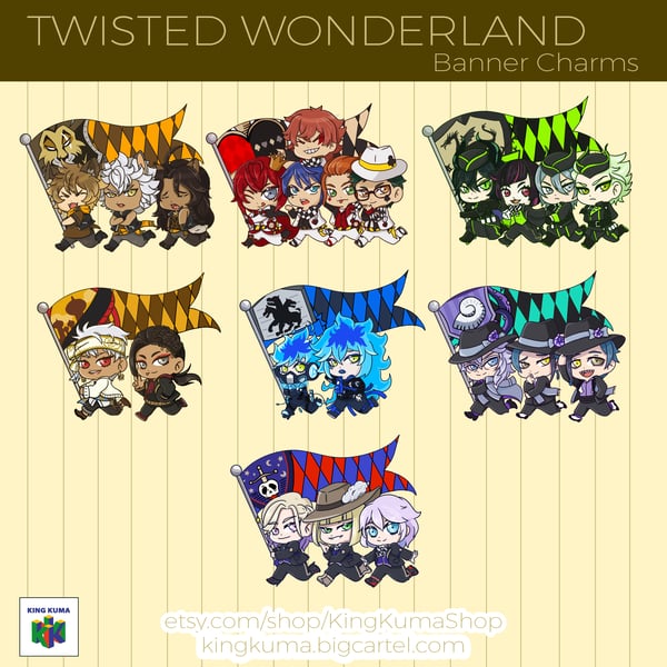 Image of Twisted Wonderland Banner Charms [PREORDER]