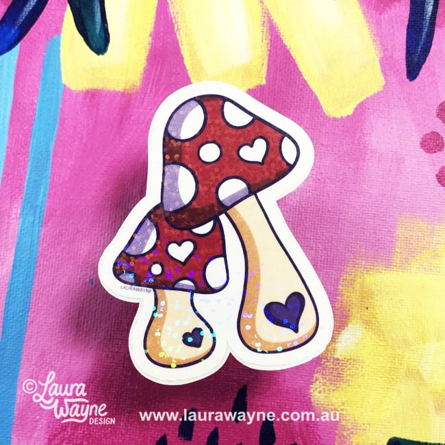 Mushroom Holographic Sticker