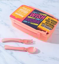 Image 1 of Motivational Lunch Box with Spoon and Fork PEACH - LAST ONE