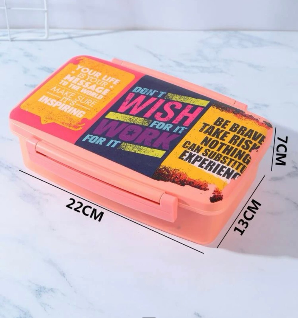 Motivational Lunch Box with Spoon and Fork PEACH - LAST ONE