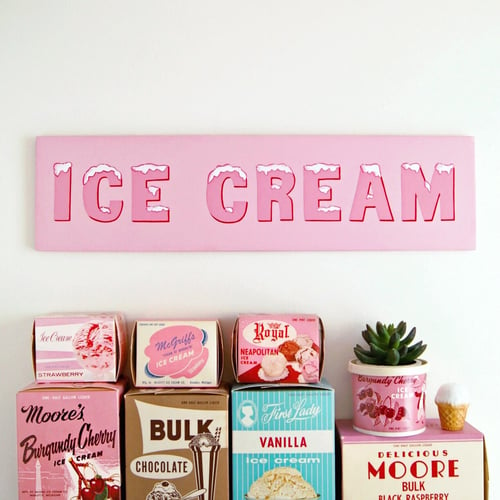 Image of Ice Cream sign (Pink or Mint)