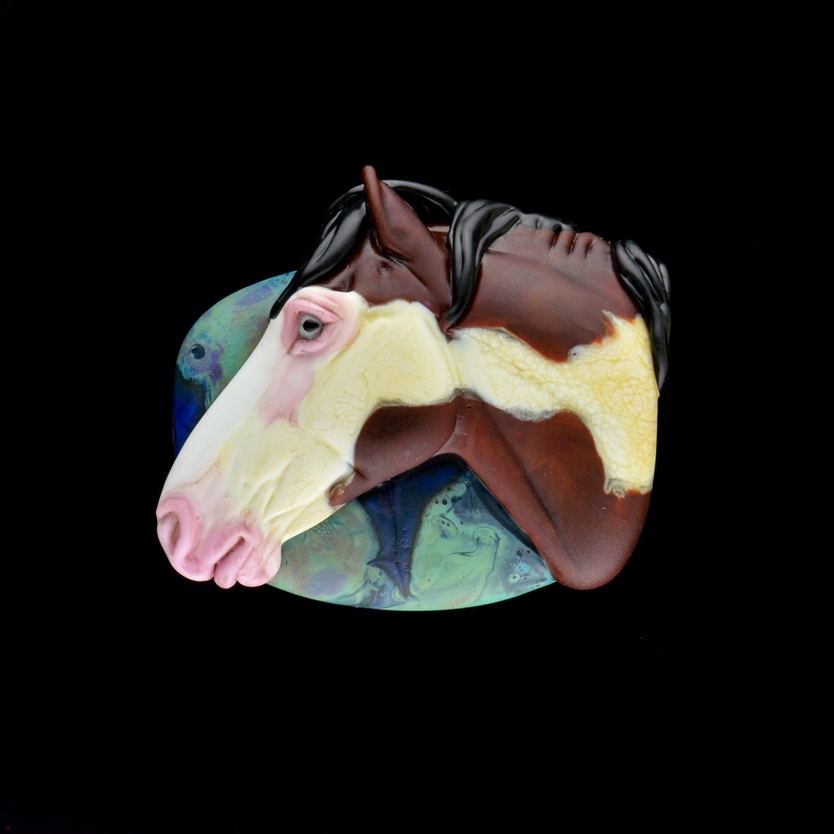 Image of XL. Arroyo Paint Horse Mare - Flamework Glass Sculpture Bead