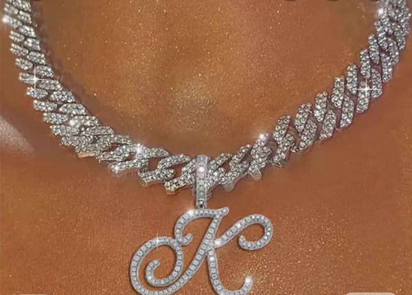 Image of Iced Initial Necklace