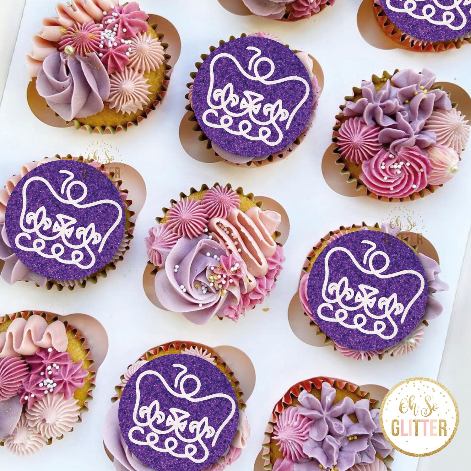 Image of Queens Platinum Jubilee Purple and White - Cupcake Toppers