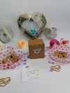 Homemade fudge filled heart windowed box wedding favours