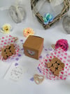 Homemade fudge filled heart windowed box wedding favours