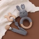 The Crochet Bunny Rattle & Dummy Clip Set