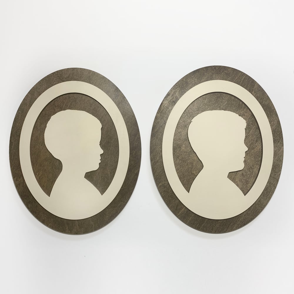 Image of Oval Silhouette Portrait Wooden Artwork