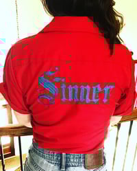 Image 1 of Custom “Sinner” Chainstitched Work Shirt