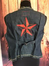 Red Texas Star ChainStitched on a Unique Raw Edge Levi’s Denim Vest L/XL