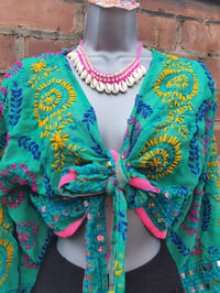 Image 5 of Teal greenish EMBROIDERED stevie sleeves
