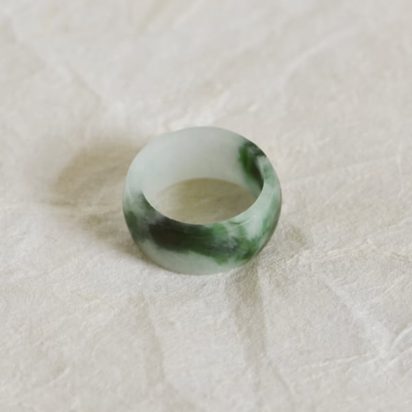 Image of Jadeite antique style round band ring