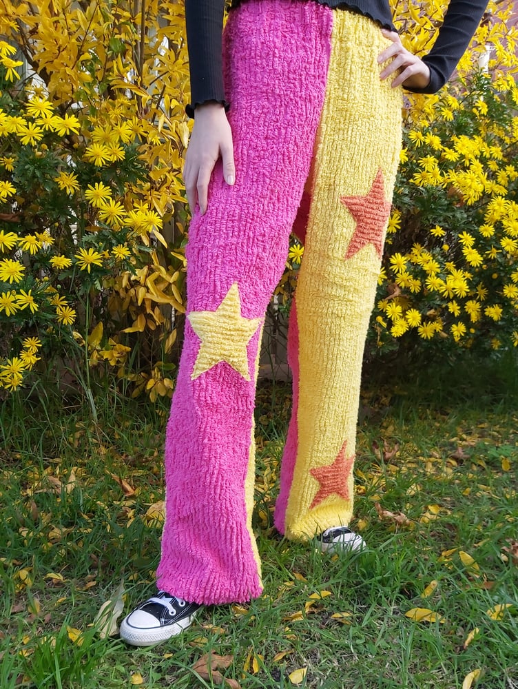 Image of Chenille Star Pants Medium - pink/yellow 