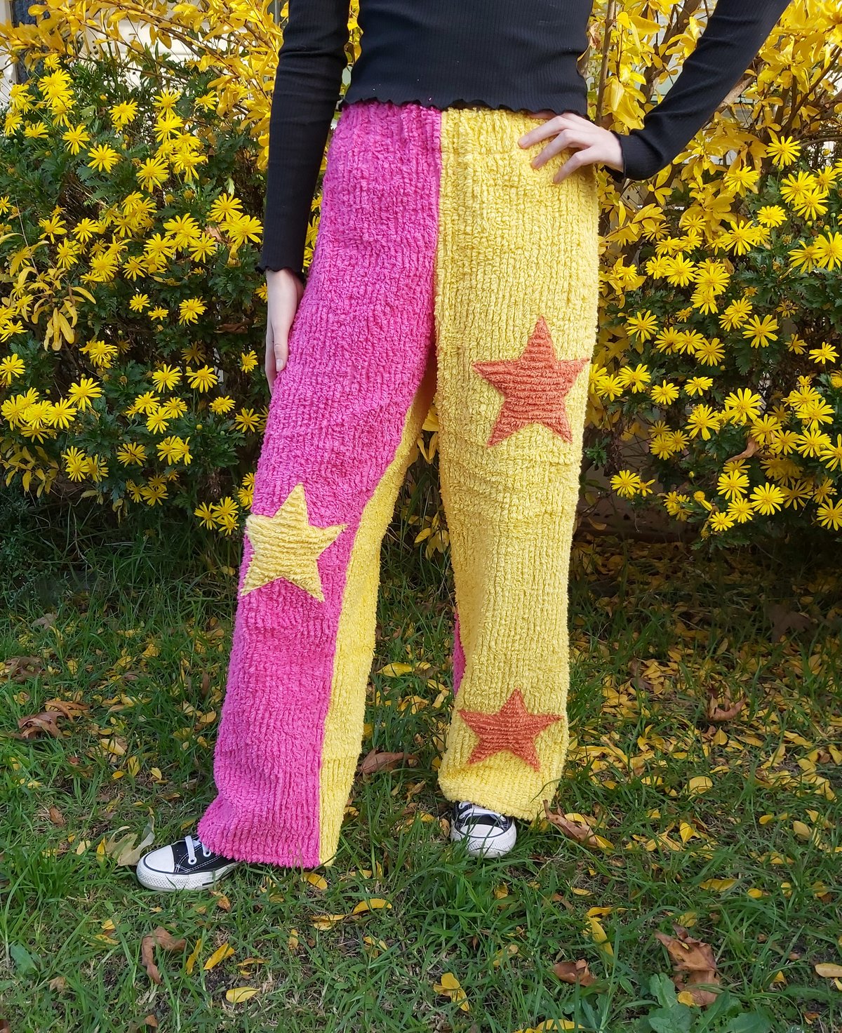 Image of Chenille Star Pants Medium - pink/yellow 