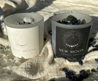 Image 3 of New Moon Labradorite Crystal Infused Black Candle