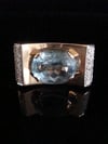 EDWARDIAN FRENCH TANK 18CT PLATINUM BLUE TOPAZ DIAMOND SET RING