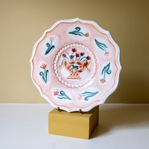 Image of Romantic Vase Plate - Black Shuck & Tulips