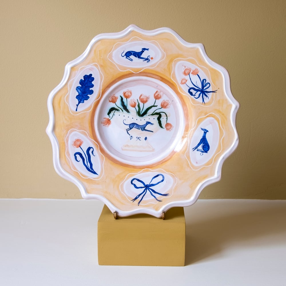 Image of Romantic Vase Plate - Cobalt Motifs
