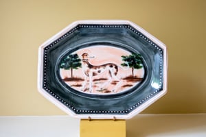 Image of Oval Sighthound Painting - Romantic Platter