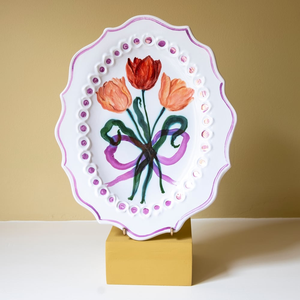 Image of Tied Tulips - Romantic Platter with Pink Lustre