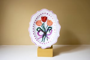 Image of Tied Tulips - Romantic Platter with Pink Lustre