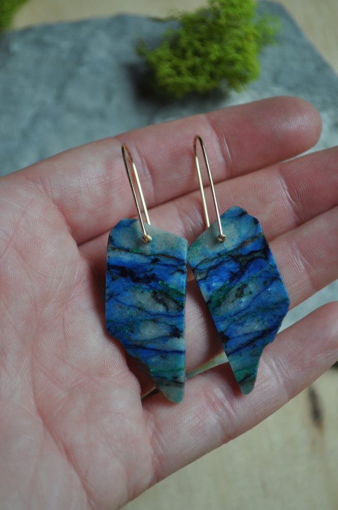 Image of OOAK Chrysocolla Nuggets on Gold Fill 