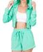 Image of Terry crop zip hoodie short set(fuchsia or mint)