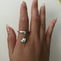 Image 4 of Abalone Heart Dangle Ring | Custom Size