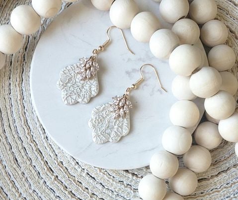 Image of Pearl Lace Dangles - Gold