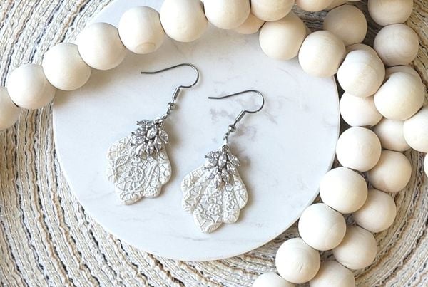 Image of Pearl Lace Dangles - Silver