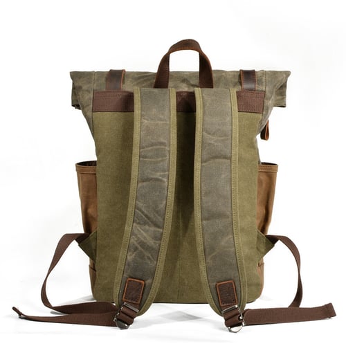 Image of Handmade Canvas Leather Backpack Rucksack Travel Backpack MC9120