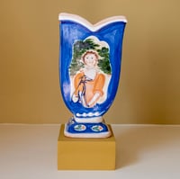 Image 1 of A Woman with her Whippet - Romantic Vase with Pink Lustre