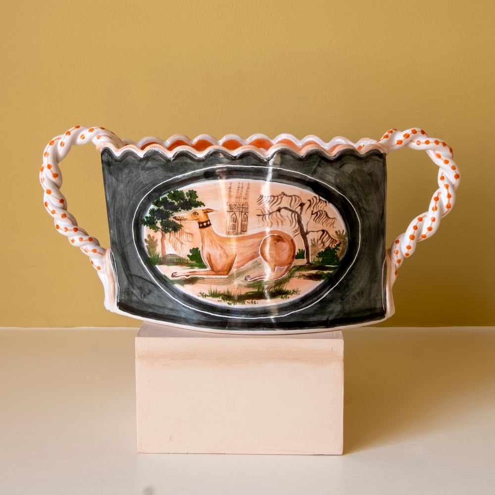 Image of Whippets on the Meadow - Romantic Vase