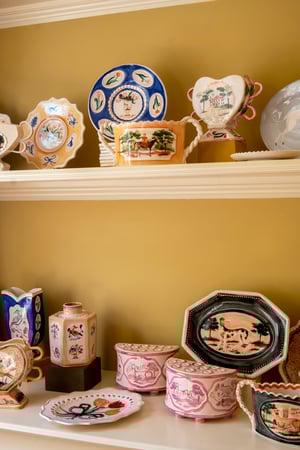 Image of Pink Lustre - Romantic Demi-lune Vase II