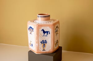 Image of Cobalt Motif Caddy - Romantic Vase
