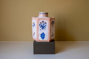 Image of Cobalt Motif Caddy - Romantic Vase