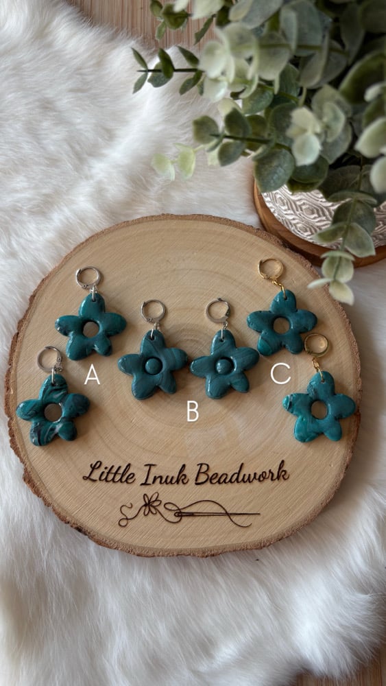 Image of Turquoise Marble Floral Earrings