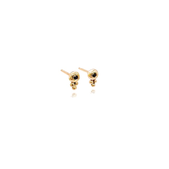 9ct solid gold & black diamond  studs