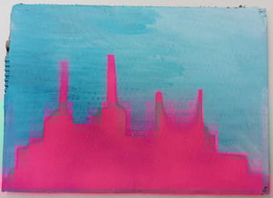 Image of Sean Worrall - Electric Skyline No.8 - Battersea Power Station (May 2022) – Acrylic on cardboard