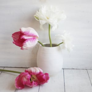 Image of Modern Matte White Vase, Simple Handcrafted Pottery Vase, Made in USA