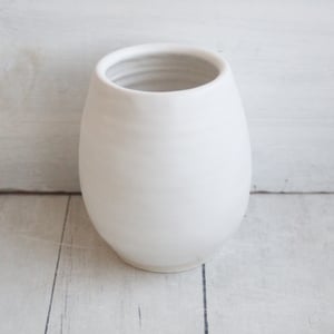 Image of Modern Matte White Vase, Simple Handcrafted Pottery Vase, Made in USA
