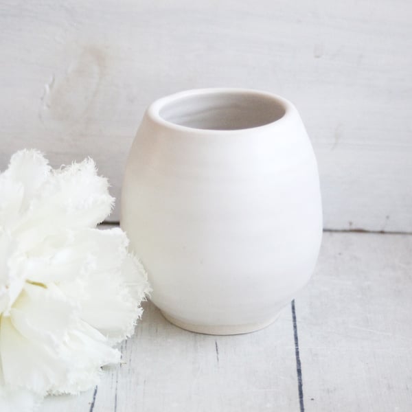 Image of Modern Matte White Vase, Small Handcrafted Pottery Vase, Made in USA