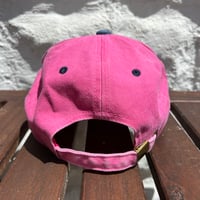 Image 2 of Doomer Trucker Hat w/ Adjustable Buckle Closure (Navy/Pink)