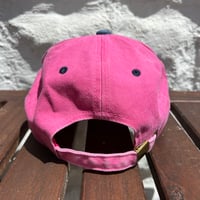 Image 2 of Doomer Trucker Hat w/ Adjustable Buckle Closure (Navy/Pink)