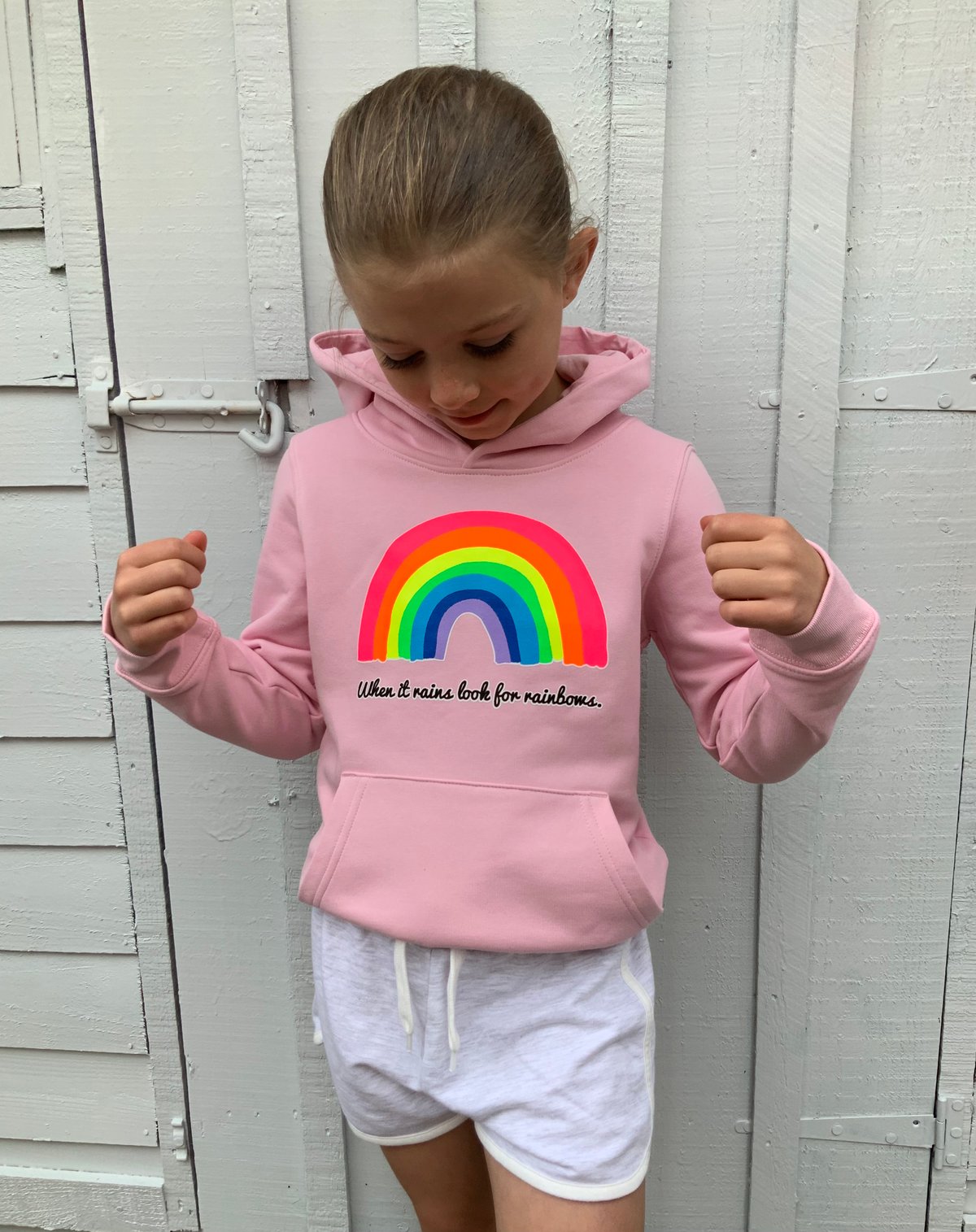 Image of Kids Pink Rainbow Hoodie 
