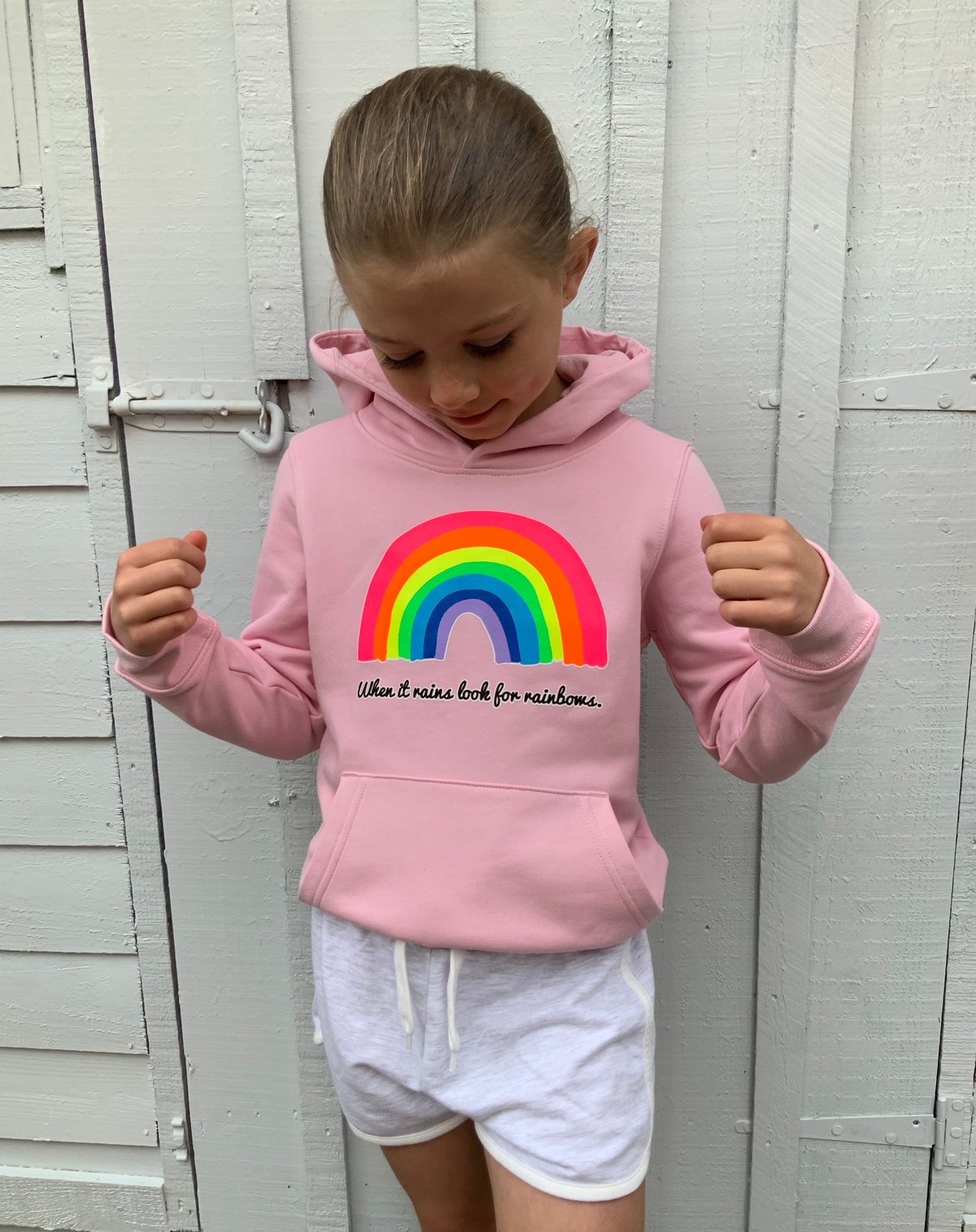 Kids Pink Rainbow Hoodie