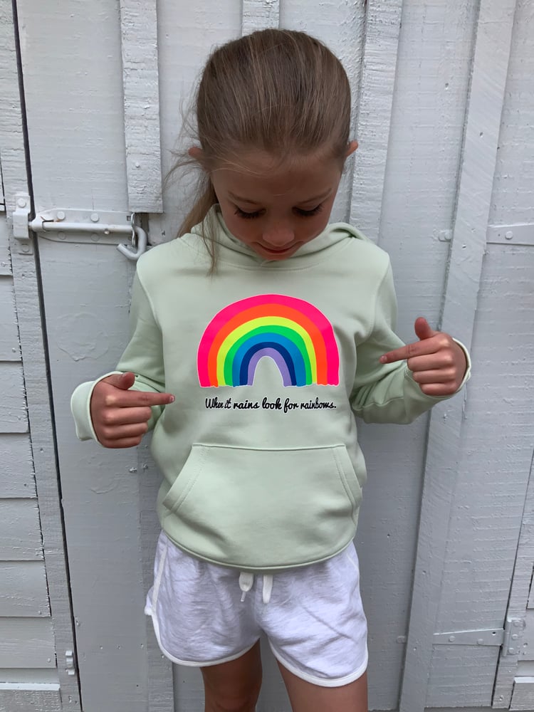 Image of Kids Stem Green Rainbow Hoodie