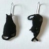 Exclusively Designed Black Cat Genuine Leather Earrings