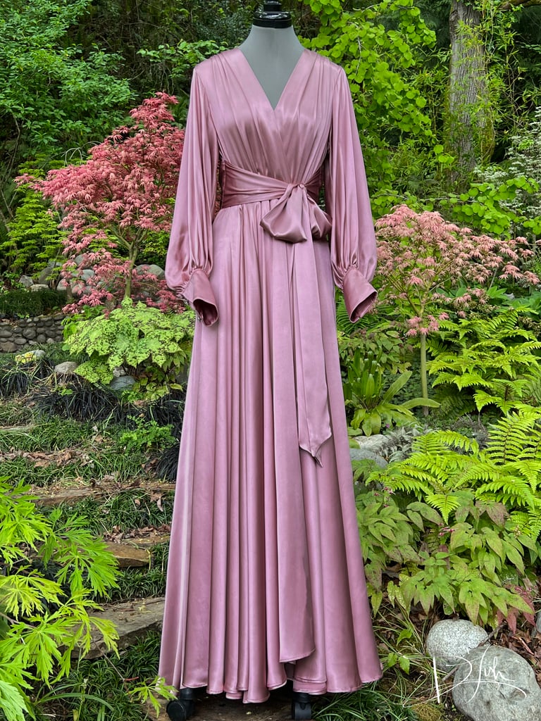 "Coquette" Beverly Dressing Gown w/ Crystal Button Cuffs PRE-ORDER FOR JULY Image 3