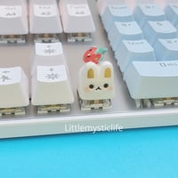 Image 4 of Strawberry bunny ceramic keycap 